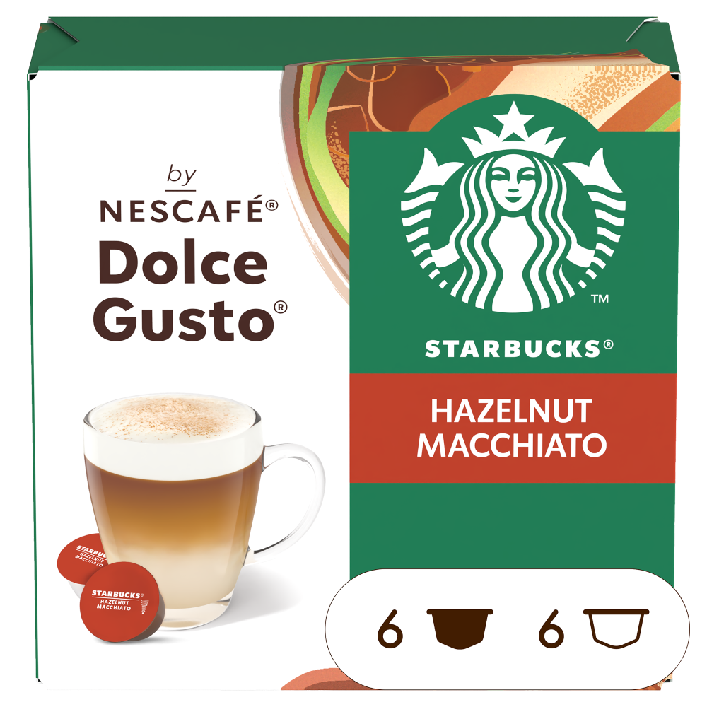 Pohled zepředu na krabičku Starbucks® Hazelnut Macchiato Pohled zepředu na krabičku Starbucks® Hazelnut Macchiato